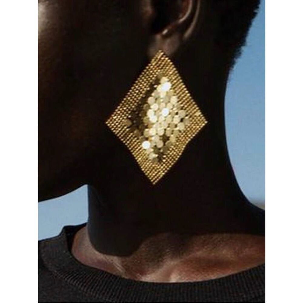 Gold Sequin Statement Earrings A1952